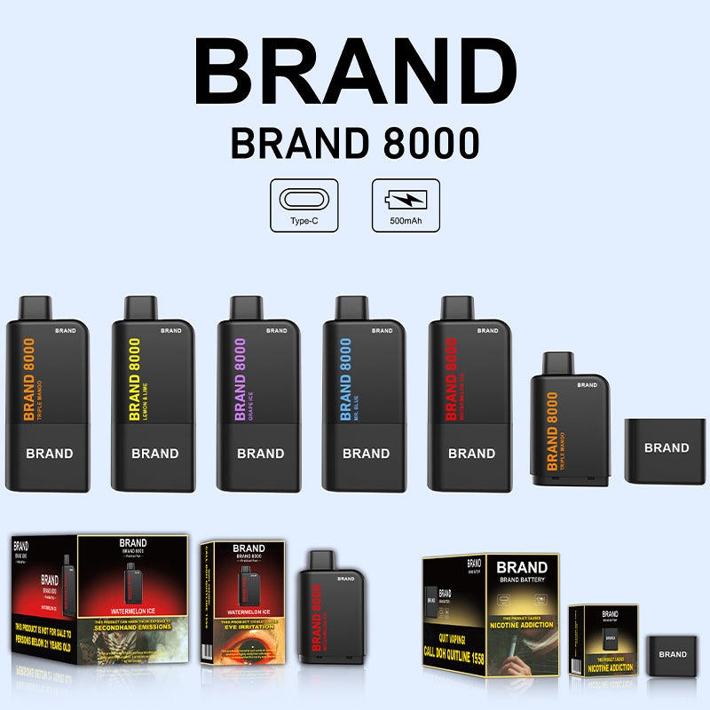 Custom Your Own Brand Logo OEM 8000 Puffs Disposable Vape