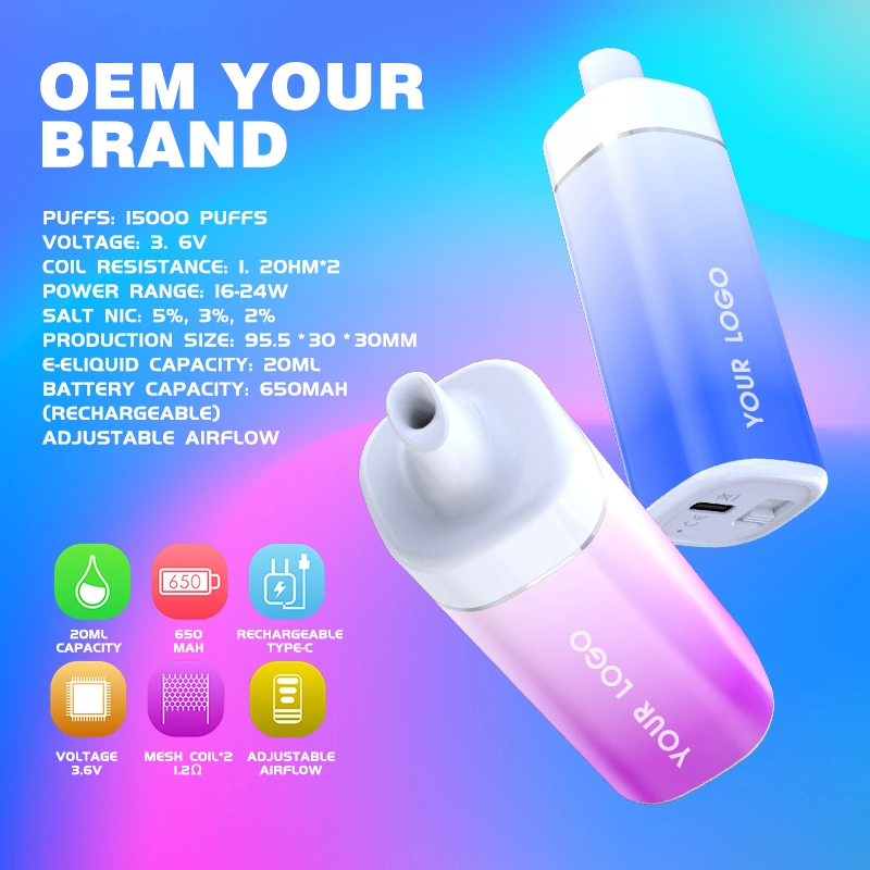 Custom Your Own Brand Logo OEM 15000 Puffs Disposable Vape