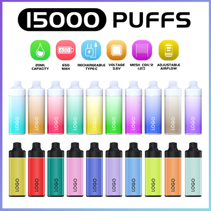 Custom Your Own Brand Logo OEM 15000 Puffs Disposable Vape