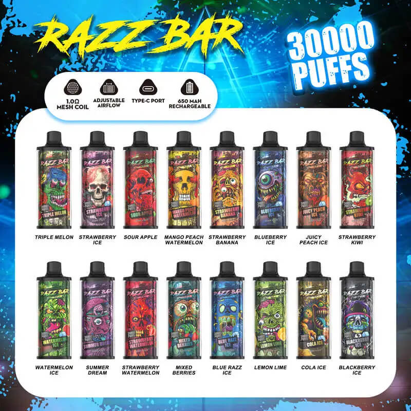 Razz Bar 30000 Puffs Disposable Vape 30K E-cigarettes Vaping | Vape Pen Razz Bar 30000 Puffs Disposable Vape 30K E-cigarettes Vaping | Vape Pen