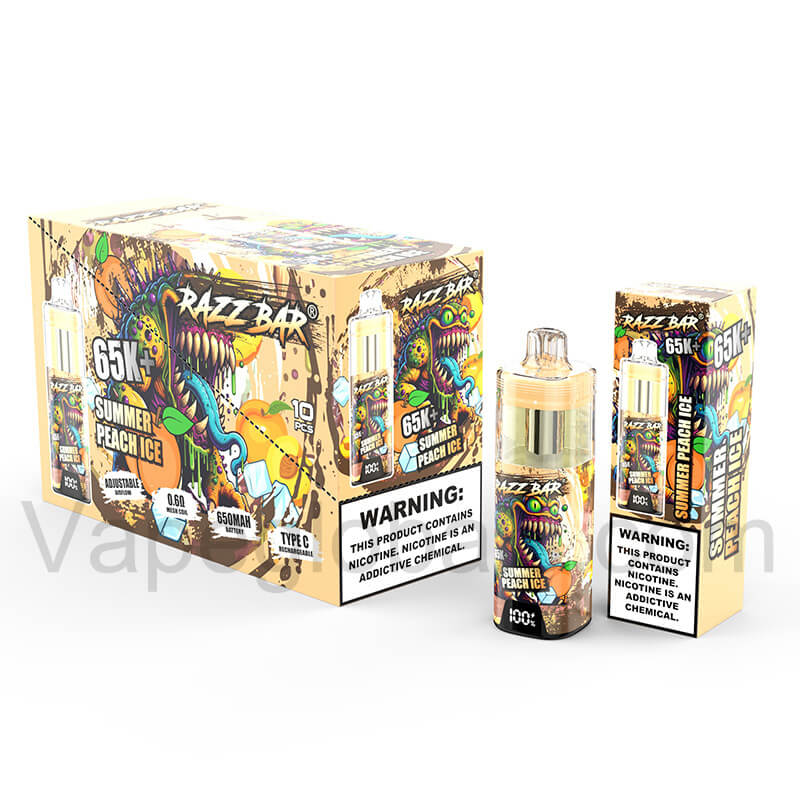 Razzbar Razz Bar 65000 Puffs Disposable Vape 65K+ 2%5%Nic E-cigarettes Vaping ...