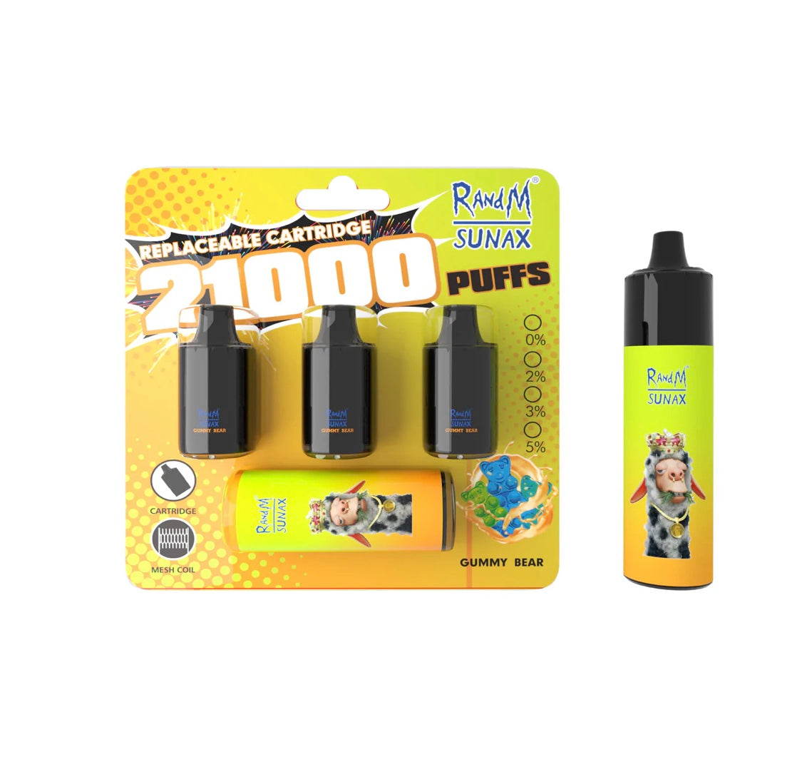 RandM Sunax 21000 Puffs and Cartridge  Pod Replacable Disposable Vape